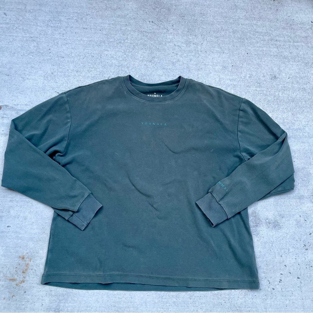 YoungLA Men's Long Sleeve Crew in Dark Green